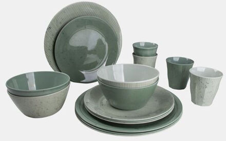 Bo-Camp Servies - 100% Melamine - 16 delig - Mix & Match - Groen