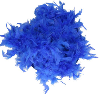 Boa kerstslinger - blauw - 180 cm - veren - kerstboomversiering