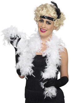 Boa kerstslinger - veren - wit - 200 cm - kerstversiering - slingers