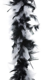 Boa kerstslinger - zwart/wit - 200 cm - kerstslingers - Kerstslingers