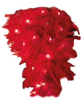 Boa met LED verlichting - Rood - 180 cm - Veren boa van 50 grams - met batterij - kerstversiering