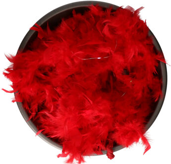 Boa met LED verlichting - Rood - 180 cm - Veren verkleed boa van 50 grams - met batterijen