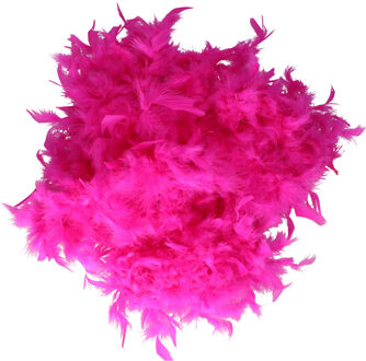 Boa met LED verlichting - Roze - 180 cm - Veren verkleed boa van 50 grams - met batterijen