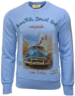 Bob Vintage Blauwe Crew Neck Sweatshirt Bob , Blue , Heren - M