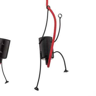Bobi 3 hanglamp in zwart, rode kabel, 3-lamps. zwart, rood