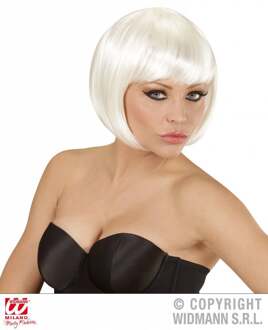 Boblijn pruik wit Wit - Transparant