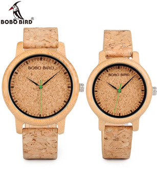BOBO BIRD Lovers Watches Wooden Timepieces Handmade Cork Strap Bamboo Women Watch Luxury in Box Custom Logo Drop Shipping