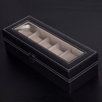 Bobo Vogel Hout Polshorloge Display Box Organizer Opbergdoos Horloges Holder Sieraden Display Case Met Kussens Zonder Horloges leer zwart klein