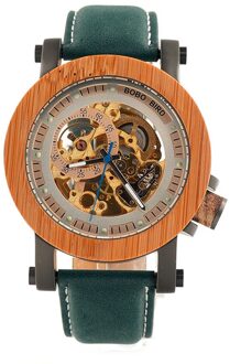 Bobo Vogel Houten Mechanische Horloges Heren Horloges Voor Man Mechanische Horloges Mannelijke Luxe Lederen Band Relogio Masculino GK013-1
