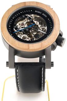 Bobo Vogel Houten Mechanische Horloges Heren Horloges Voor Man Mechanische Horloges Mannelijke Luxe Lederen Band Relogio Masculino GK014-1