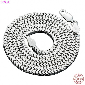BOCAI s925 Sterling Silver Necklace for men and women collarbone chain 2020 new fashion popular Thai Silver necklace Jewelry