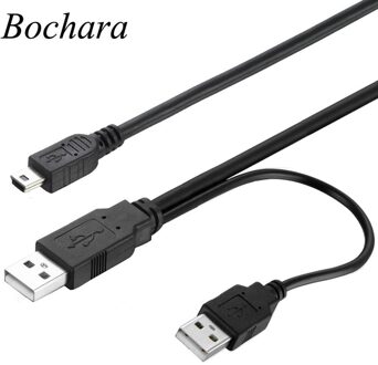 Bochara 2 In 1 USB2.0 Type A Male Naar Mini 5P Male Data Kabel + Usb Male Naar Male power Kabel Y Splitter Voor Hdd MP3 MP4 Camera