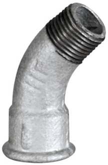 Bocht van smeedbaar ijzer 45°, verzinkt, 1"IT x 1"ET, (40) - 989693055