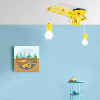 Bodo plafondlamp in kraanvorm geel, zwart