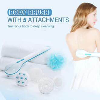 Body Borstel Met 5 Bijlagen Bad Borstel Terug Body Bad Douche Spons Scrubber Borstels Met Handvat Scrub Skin Massag
