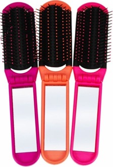 Body Collection Haarborstel Body Collection Folding Hair Brush With Mirror Assorted 1 st
