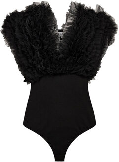 Body met ruffles Funky  zwart