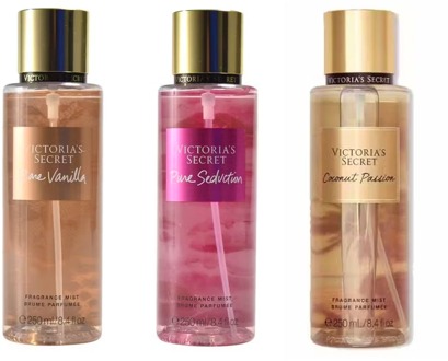 Body Mist Victoria's Secret Bare Vanilla Body Mist & Pure Seduction Body Mist & Coconut Passion Body Mist 250 ml + 250 ml + 250 ml