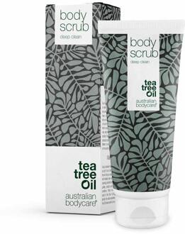 Body Scrub 200 ml -  Diep reinigende peeling voor je hele lichaam met 100% natuurlijke Tea Tree Olie - Ook geschikt als voetscrub en te gebruiken bij puistjes op je rug en de rest van het lichaam