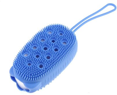 Body Siliconen Bad Borstel Haar Wassen Kam Massage Borstel Cleaning Tools Creatieve Body Scrubber Douche Borstel Dubbelzijdig Blauw
