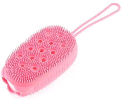 Body Siliconen Bad Borstel Haar Wassen Kam Massage Borstel Cleaning Tools Creatieve Body Scrubber Douche Borstel Dubbelzijdig Roze