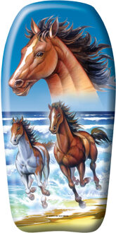 Bodyboard paarden - kunststof - bruin/blauw - 82 x 46 cm