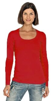 Bodyfit dames shirt lange mouwen/longsleeve rood - Dameskleding basic shirts M (38)