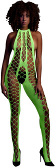 Bodystocking met Halterneck - One Size - Neon Groen