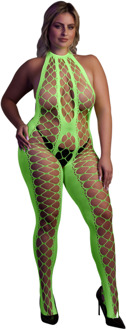 Bodystocking met Halterneck - Plus Size - Neon Groen