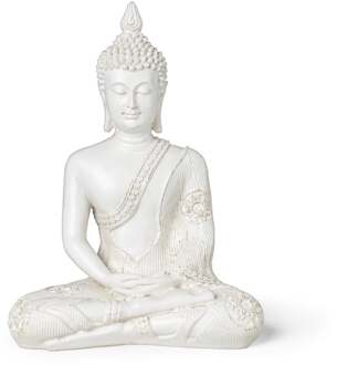 Boeddha beeld - wit - 27 cm