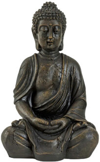 Boeddha beeldje - binnen/buiten - kunststeen - 30 x 20 cm