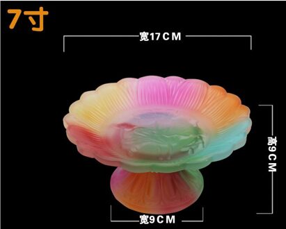 Boeddha Ornament Lotus Water Supply Cup Glazen Kom Crystal Heilige Water Cup Creatieve Kleurrijke Guanyin Cup Plaat Boeddhistische Leveringen 7duim plate