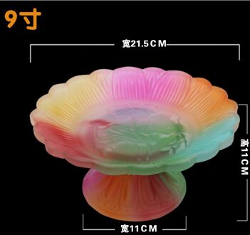 Boeddha Ornament Lotus Water Supply Cup Glazen Kom Crystal Heilige Water Cup Creatieve Kleurrijke Guanyin Cup Plaat Boeddhistische Leveringen 9duim plate