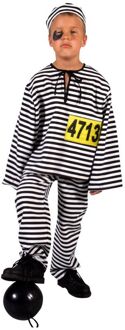 Boef Kostuum | Zwart Wit Zware Misdaad Klein Boefje Kind Kostuum | Maat 128 | Carnaval kostuum | Verkleedkleding