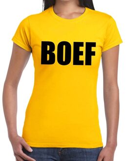 Boef tekst t-shirt geel dames S