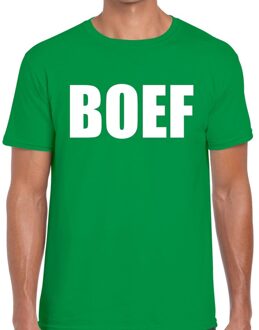 Boef tekst t-shirt groen heren S