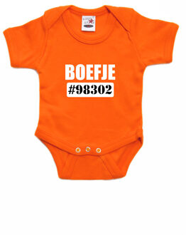 Boefje nummer cadeau baby rompertje oranje jongen/meisje 80 (9-12 maanden)