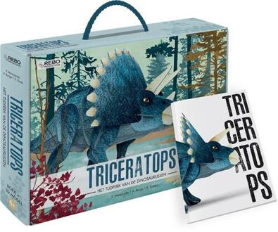 boek en 3D-puzzel Triceratops 39 stukjes blauw
