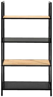Boekenkast Debbey - Zwart/naturel - 119x64,5x30 Cm - Metaal/Hout - Bruin#Zwart