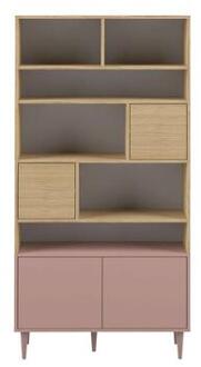 boekenkast Esby - eikenkleur/oudroze - 180x89,5x40 cm - Leen Bakker Bruin - 180 x 40 x 89.5