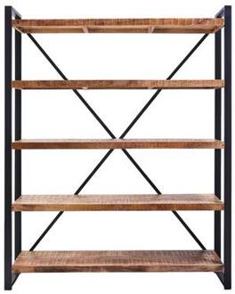 Boekenkast Industriele kast/boekenkast/wandkast met massief hout en een metalen zwart frame