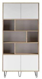 boekenkast Lardal - eikenkleur/wit - 186,5x89,5x28 cm - Leen Bakker Bruin - 28 x 89.5 x 186.5