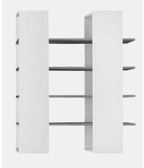 Boekenkast Mestre - groot - hoogglans wit/grijs - 161x132x36 cm - Leen Bakker - 161 x 36 x 132