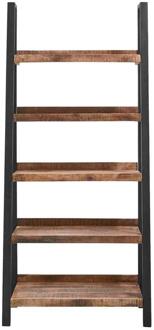 Boekenkast Scott - Bruin - 180x90x40 Cm - Hout/Metaal - Zwart#Bruin