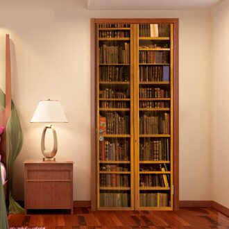 Boekenplank Boekenkast Stereo Deur Stickers Verwijderbare Waterdichte Zelfklevende Muurstickers Slaapkamer Diy Behang Sticker 19Dec23