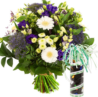 Boeket bloemen en drop