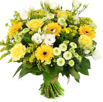 Boeket lente kleuren geel - wit