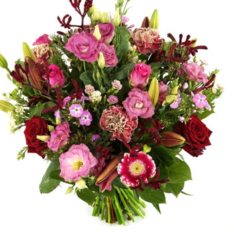 Boeket Romance rode en roze tinten