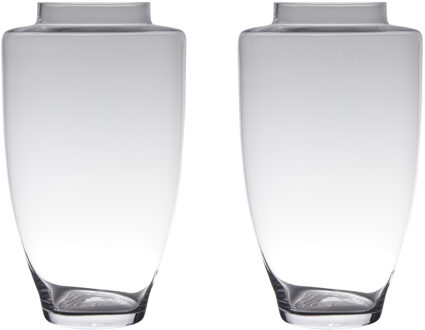 Boeket vaas/bloemenvaas groot - Set van 2x stuks - D26 x H45 cm - transparant glas