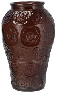 boeket vaas Circle - glas - donkerbruin - 15 x 25 cm